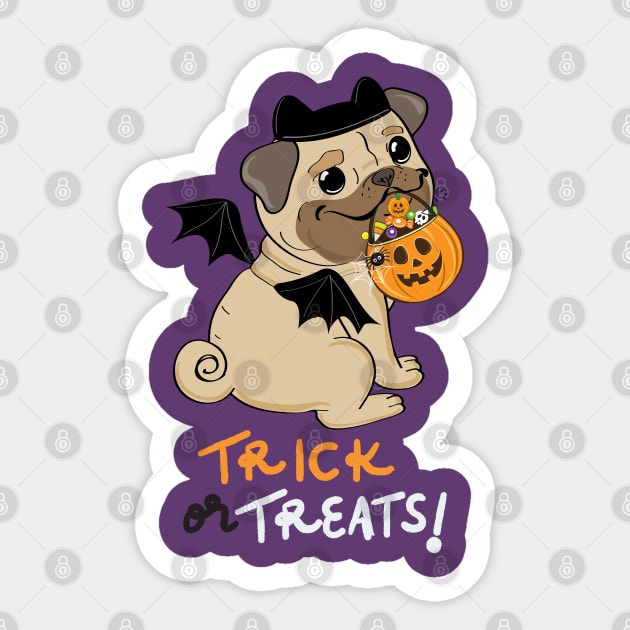 Halloween cartoon pug with candies Sticker by Rdxart